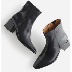 Madewell Ardin Boot Black Leather Square Toe Block Heel Ankle Boots Womens 11